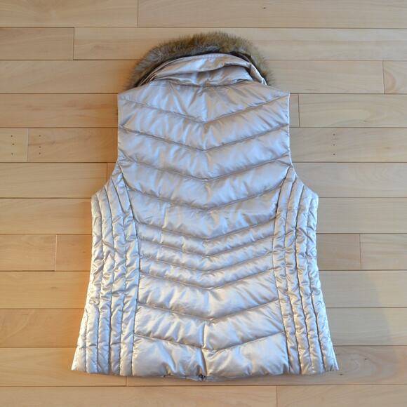 NWT Talbots Goose Down Puffer Vest Jacket Faux Fur Collar Size Large - Picture 5 of 5